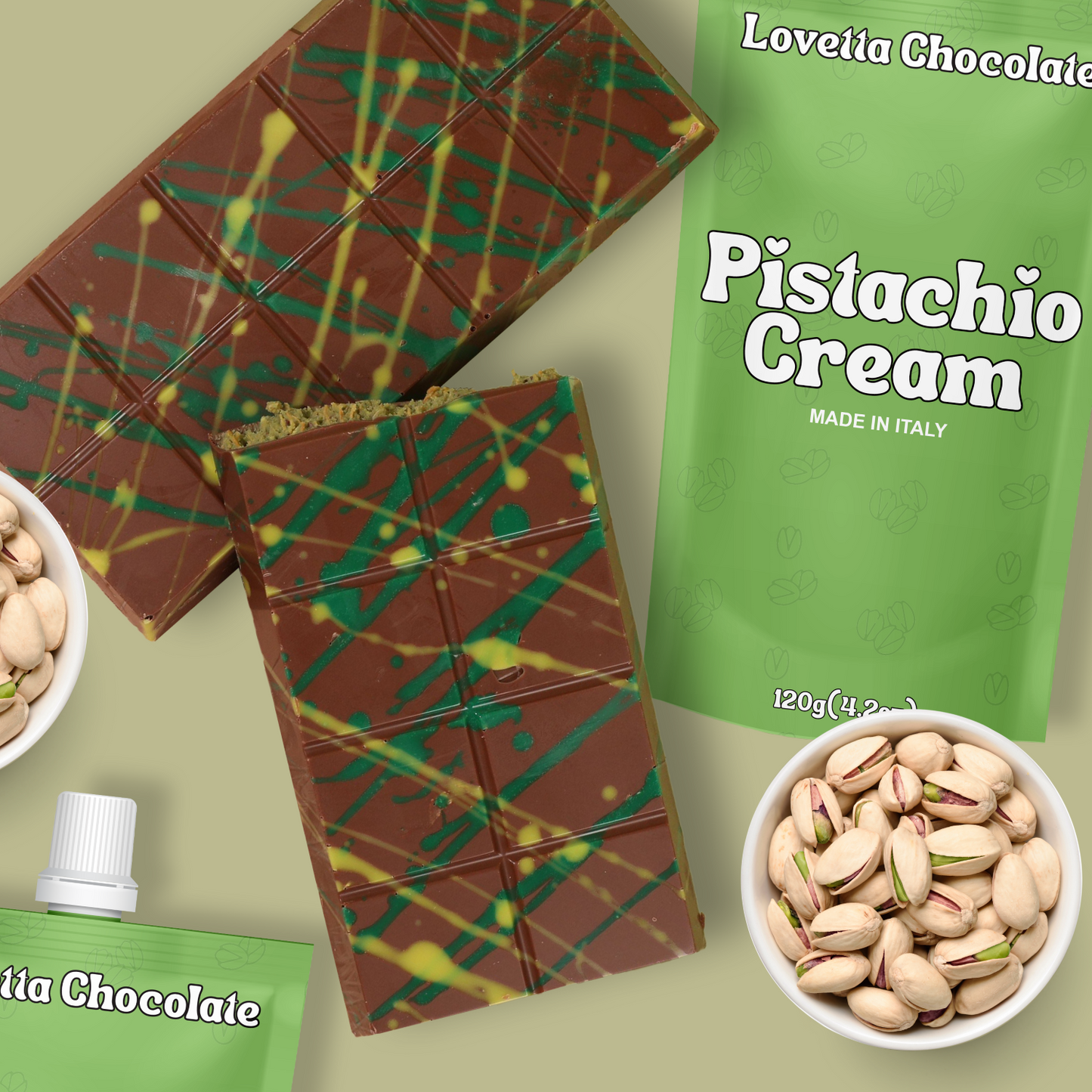 Pistachio Cream 120g (4.23 oz) – Italian Pistachio Butter, Pistachio Paste & Spread, Crema de Pistacho Dubai – Premium Pistachio Cream for Dubai Chocolate, Baking & Desserts