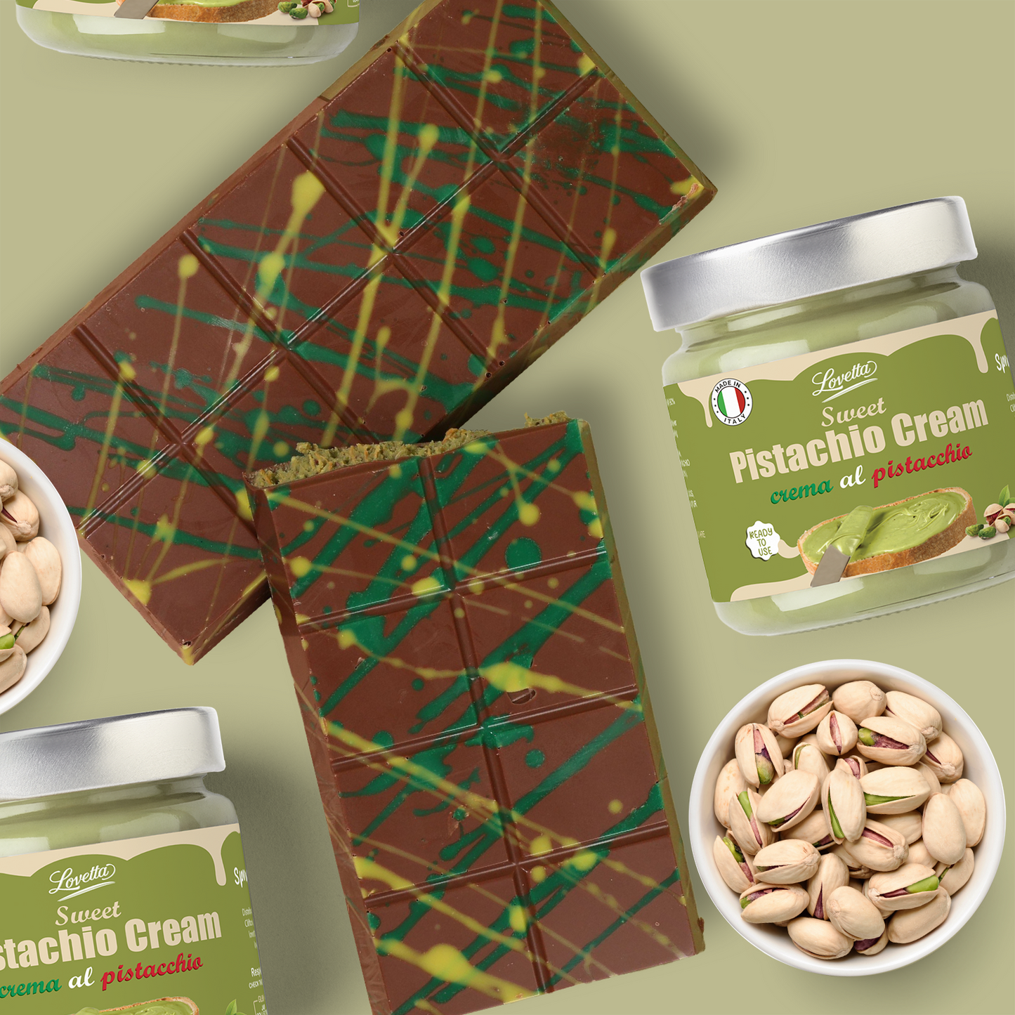 Pistachio Cream 200g (7.05 oz) – Italian Pistachio Butter, Pistachio Paste & Spread, Crema de Pistachio Dubai – Pistachio Cream for Dubai Chocolate, Baking, Desserts, Toppings