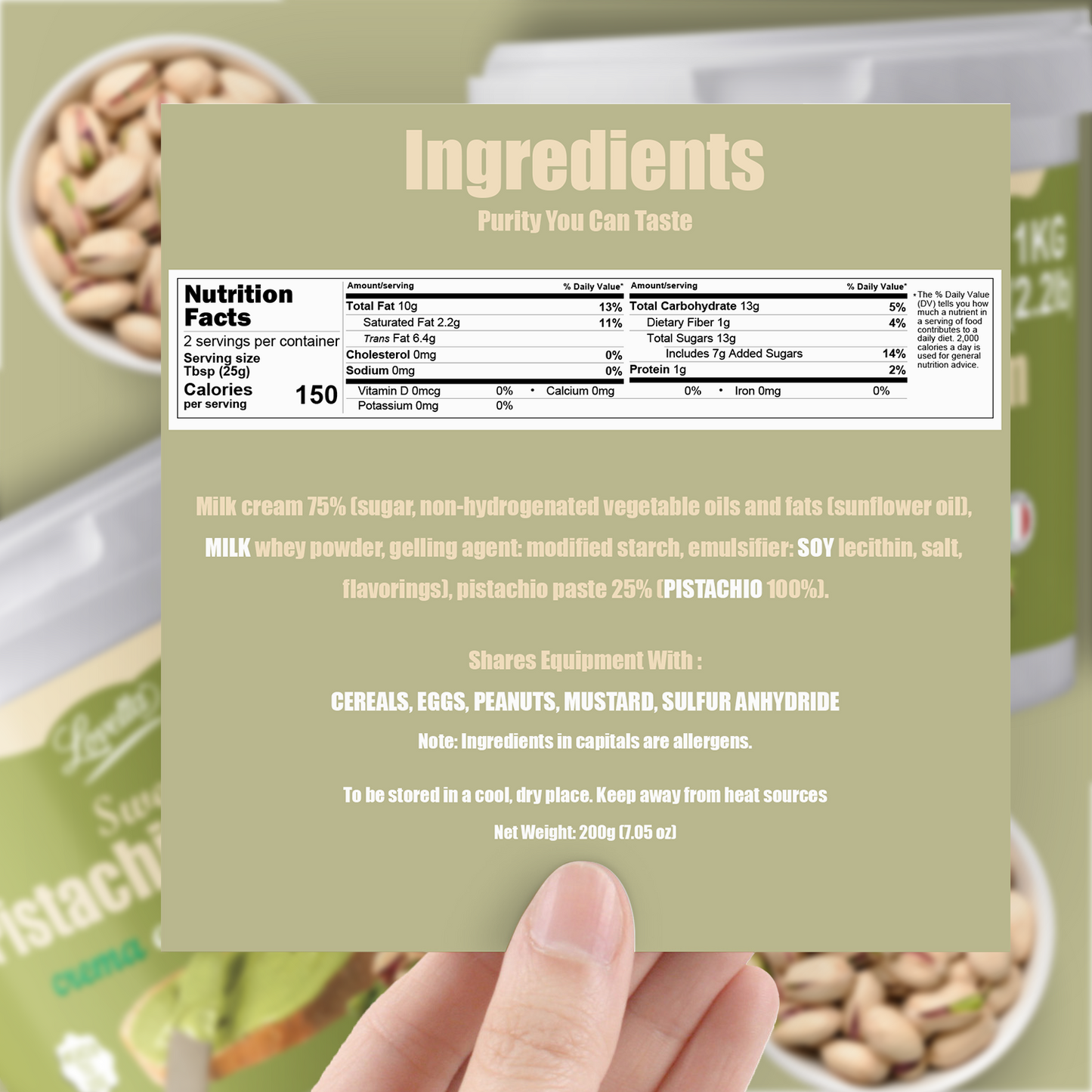 Pistachio Cream 1kg (2.2lb) – Bulk Italian Crema de Pistachio Dubai, Premium Pistachio Butter, Pistachio Paste & Spread – Pistachio Cream for Dubai Chocolate, Baking & Desserts