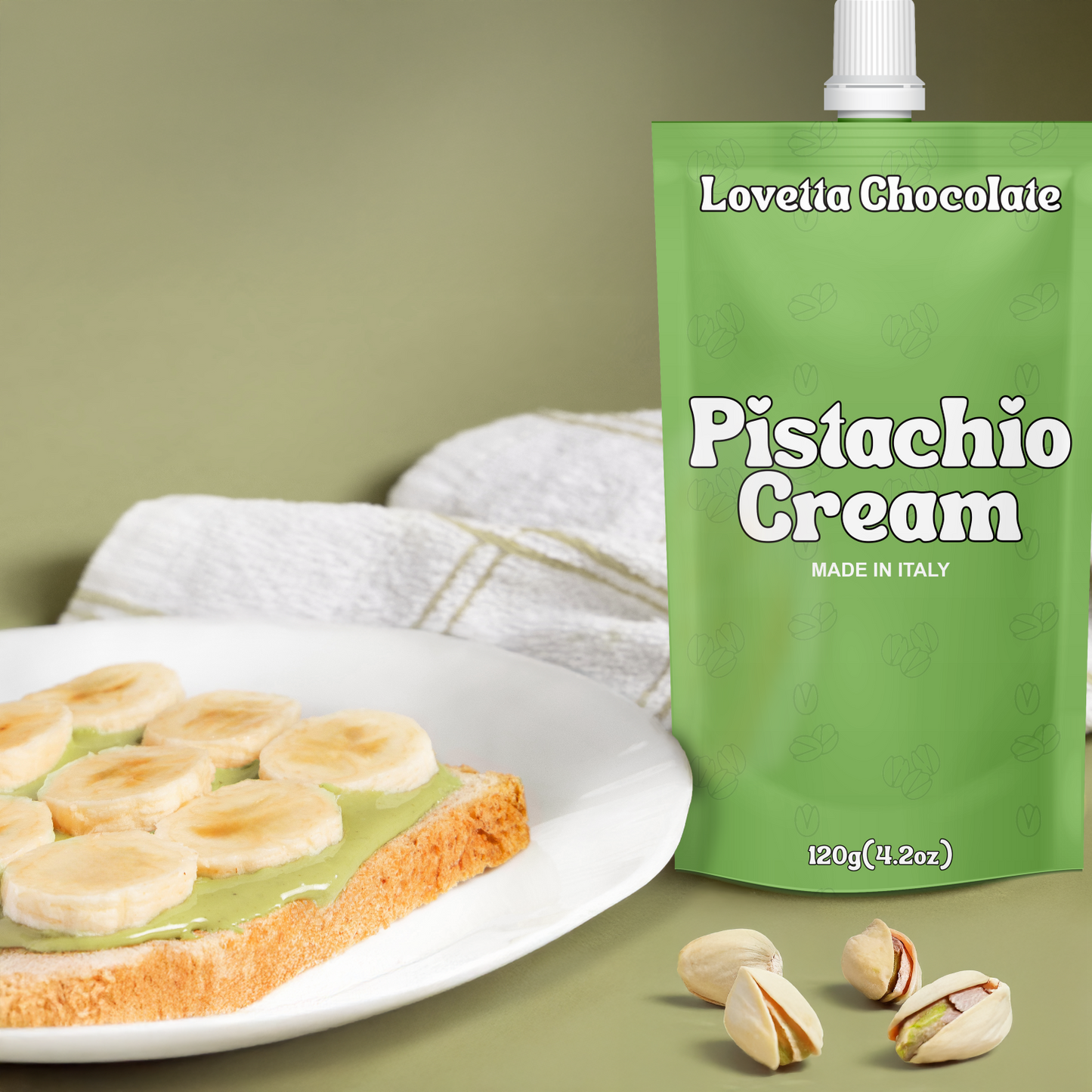 Pistachio Cream 120g (4.23 oz) – Italian Pistachio Butter, Pistachio Paste & Spread, Crema de Pistacho Dubai – Premium Pistachio Cream for Dubai Chocolate, Baking & Desserts
