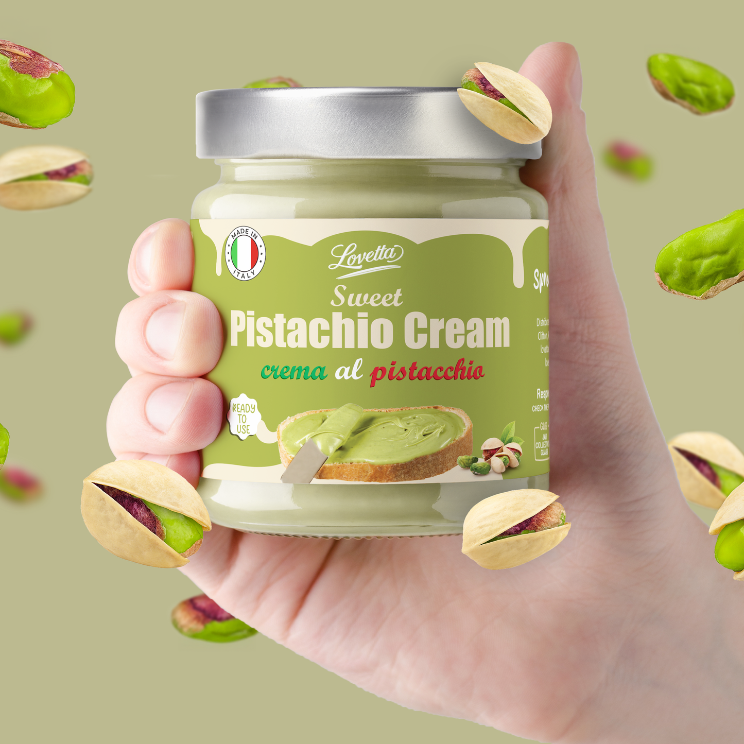 Pistachio Cream 200g (7.05 oz) – Italian Pistachio Butter, Pistachio Paste & Spread, Crema de Pistachio Dubai – Pistachio Cream for Dubai Chocolate, Baking, Desserts, Toppings