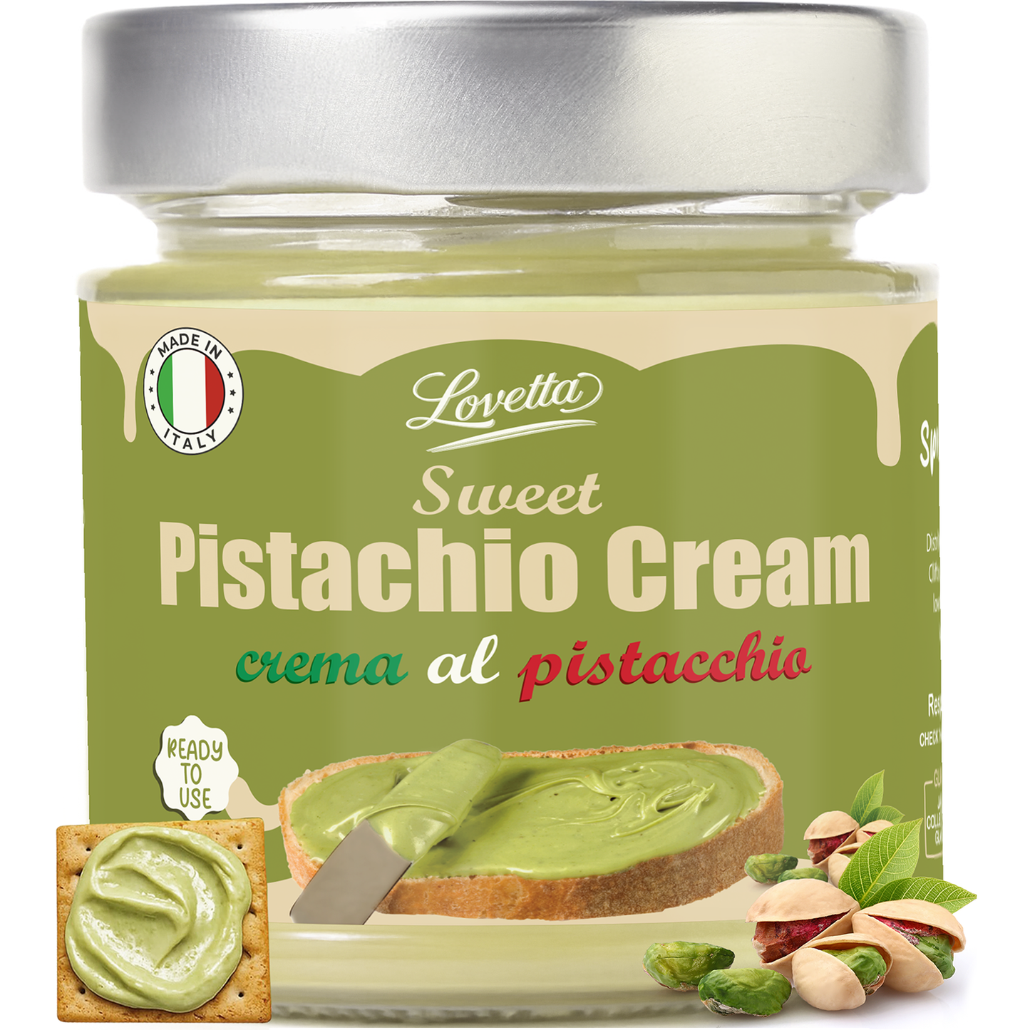 Pistachio Cream 200g (7.05 oz) – Italian Pistachio Butter, Pistachio Paste & Spread, Crema de Pistachio Dubai – Pistachio Cream for Dubai Chocolate, Baking, Desserts, Toppings