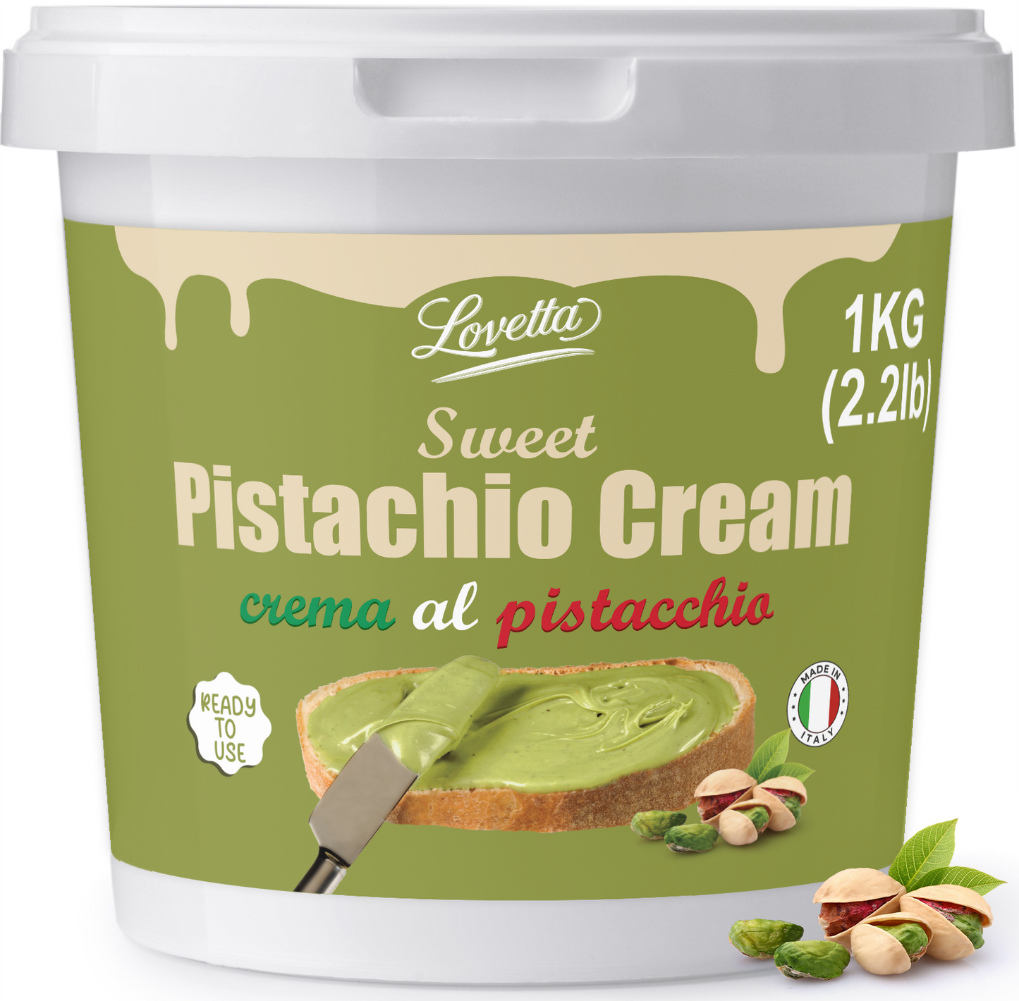 Pistachio Cream 1kg (2.2lb) – Bulk Italian Crema de Pistachio Dubai, Premium Pistachio Butter, Pistachio Paste & Spread – Pistachio Cream for Dubai Chocolate, Baking & Desserts