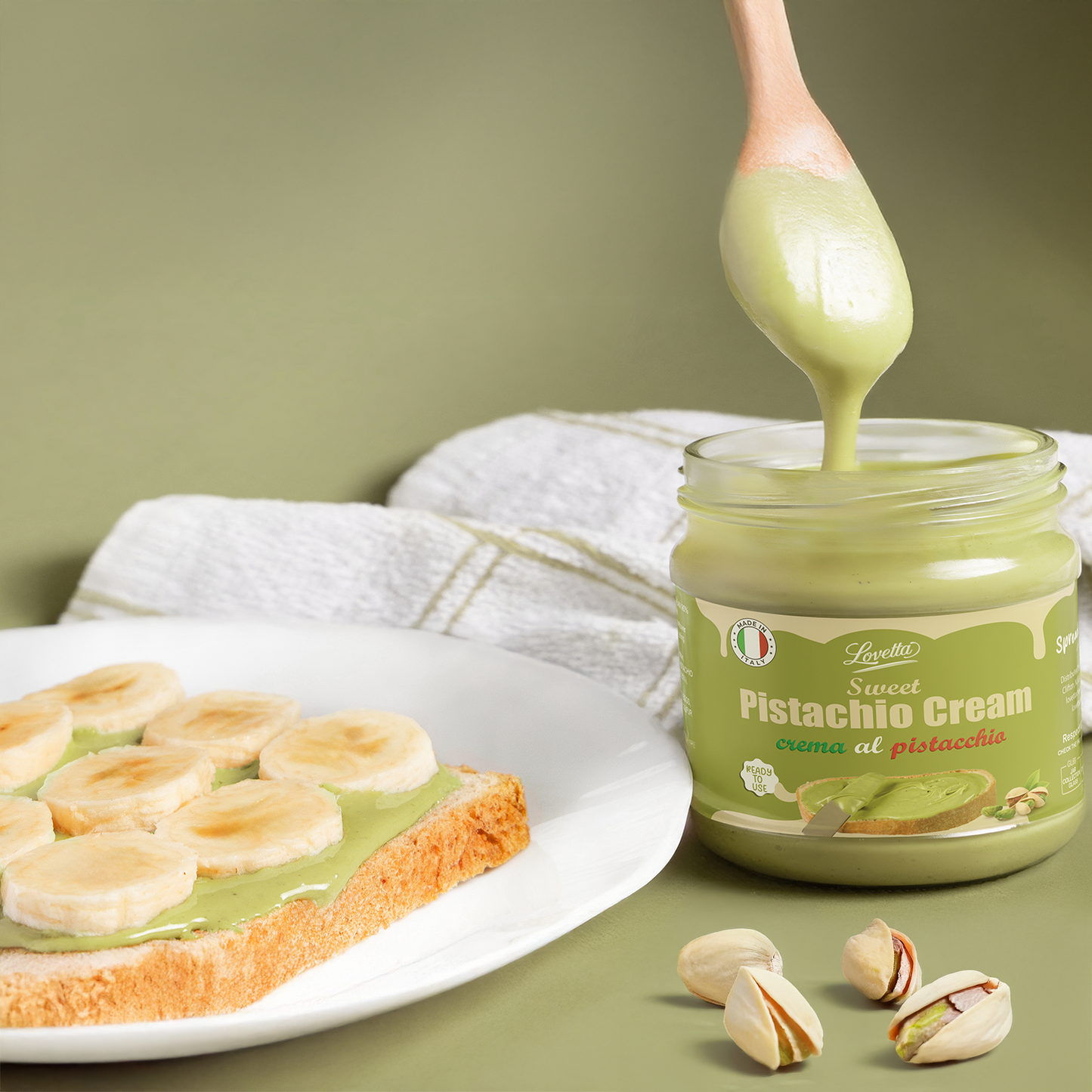 Pistachio Cream 200g (7.05 oz) – Italian Pistachio Butter, Pistachio Paste & Spread, Crema de Pistachio Dubai – Pistachio Cream for Dubai Chocolate, Baking, Desserts, Toppings